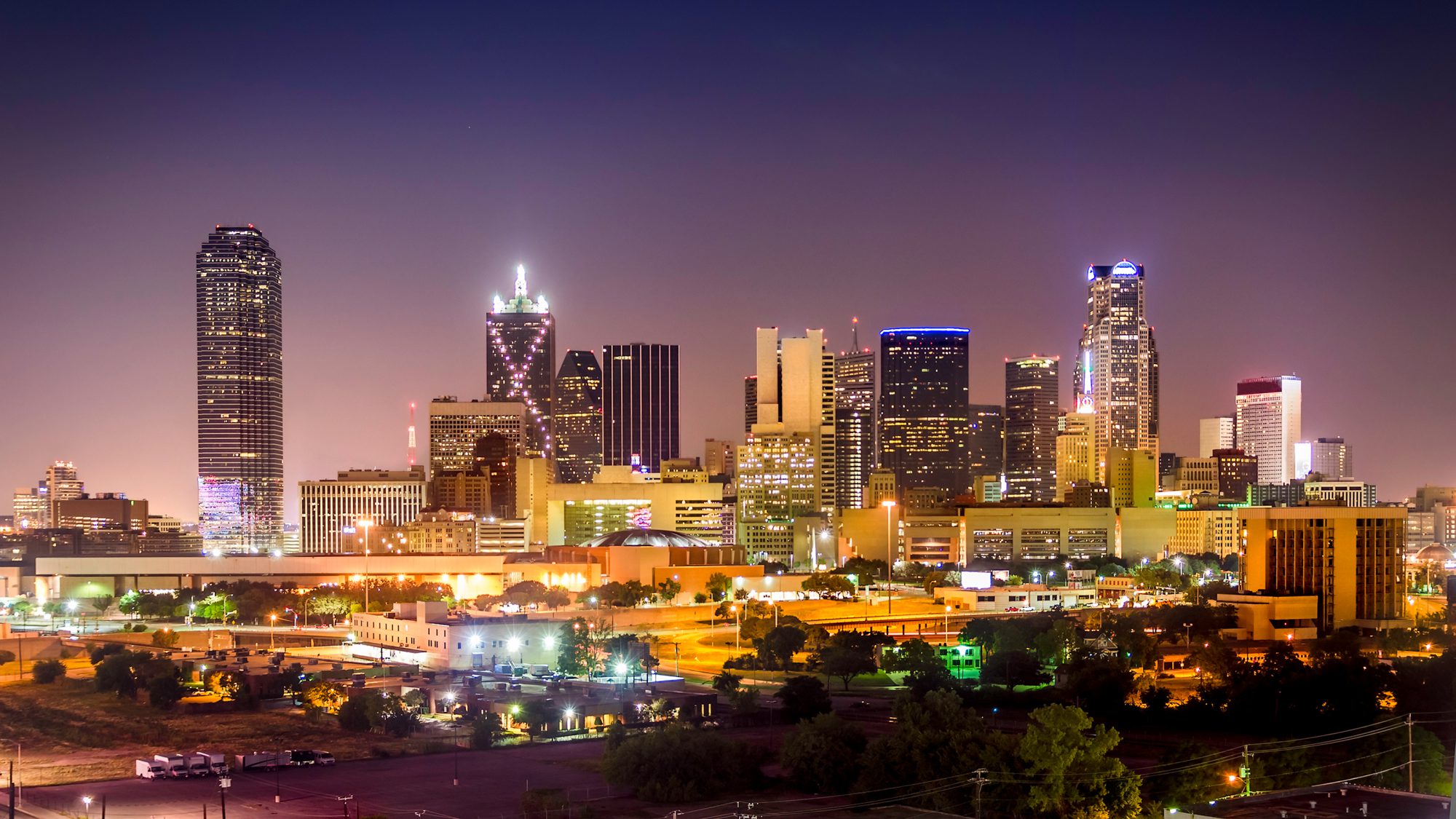 Contact page header image showing a city scene at night